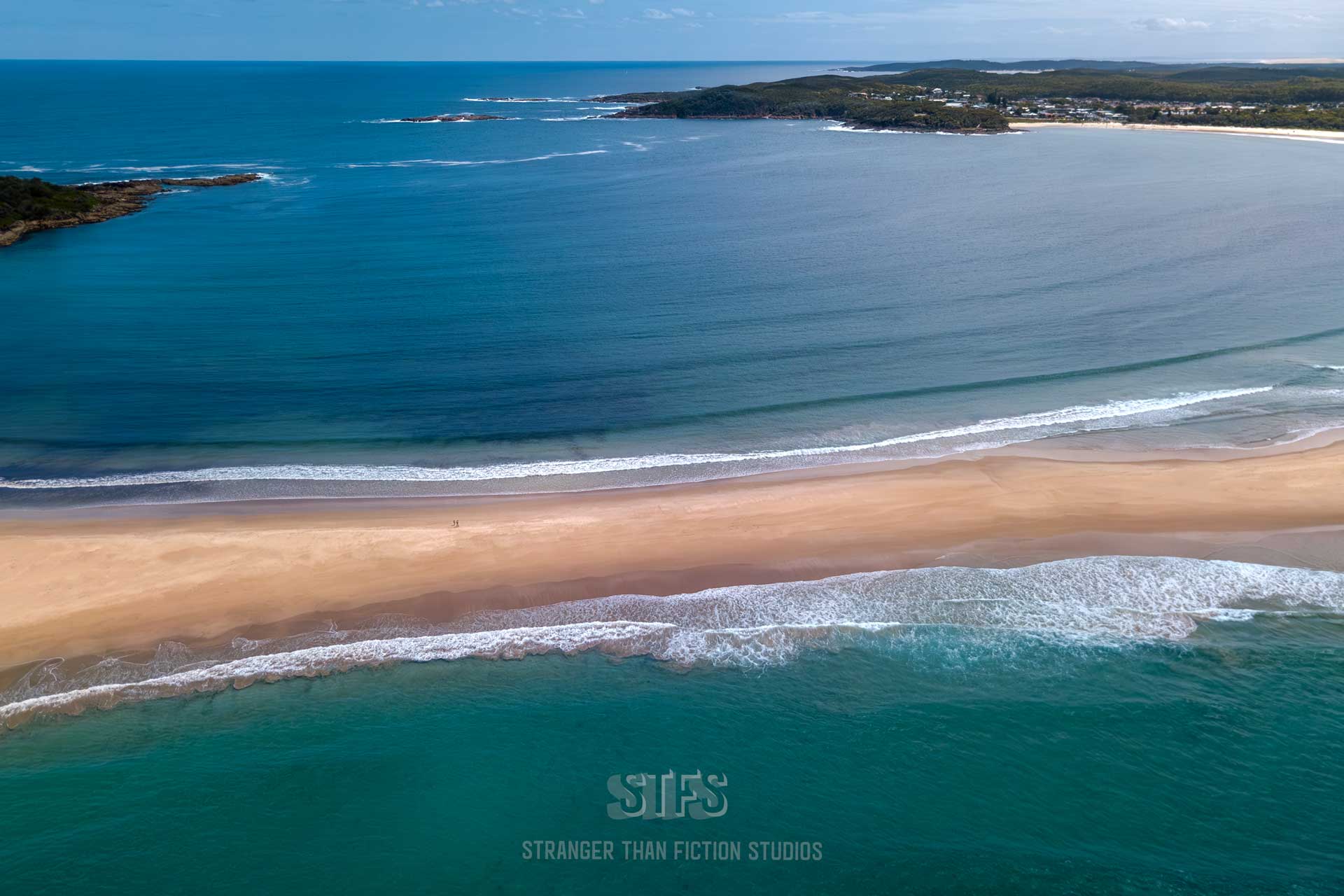 Top Down Drone Image Of The Fingal Spit In Port Stephens NSW